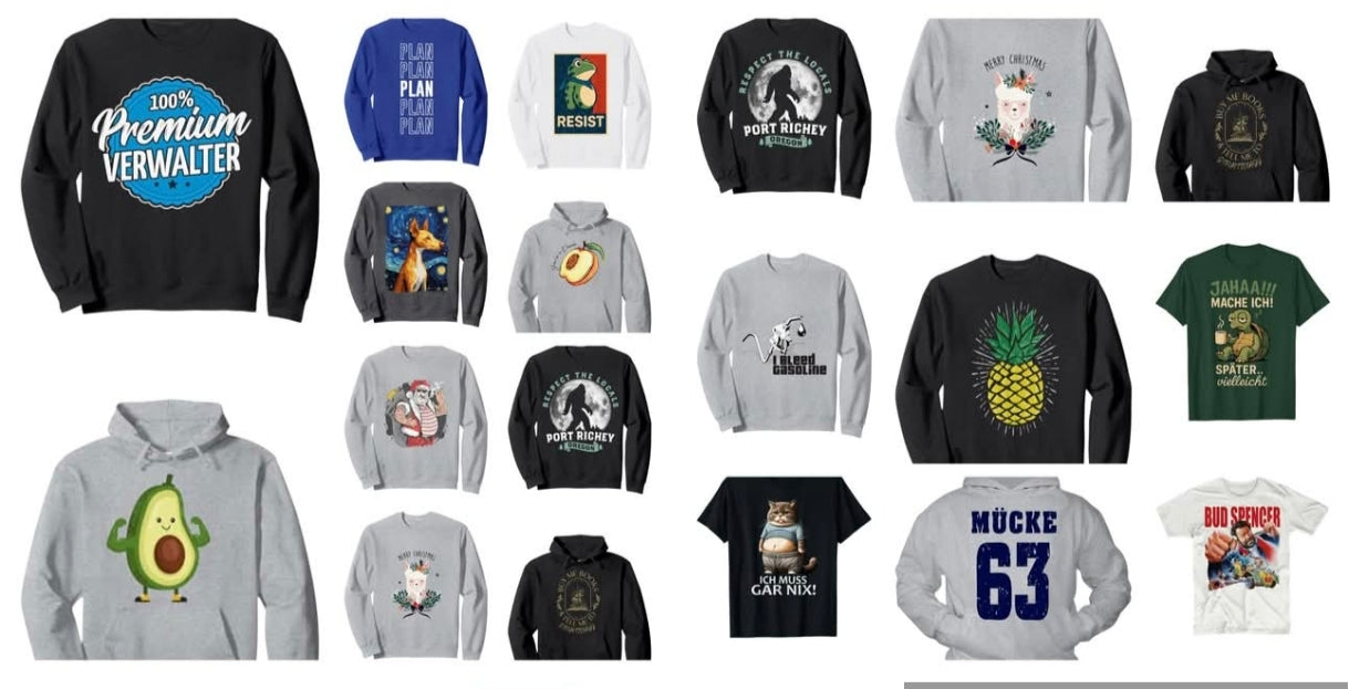 Verschiedene Shirts von XS bis XXL